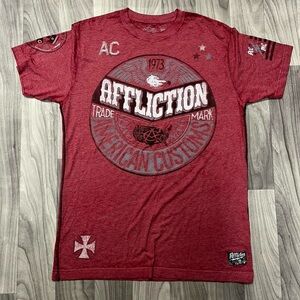 Red Affliction T-shirt with bold graphic